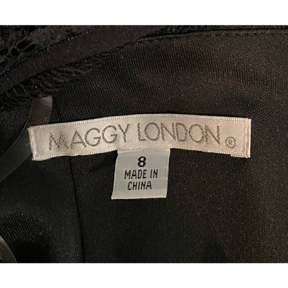 Maggy London Black Fit and Flare with Lace and Cap Sleeves- NWT - Picture 4 of 5